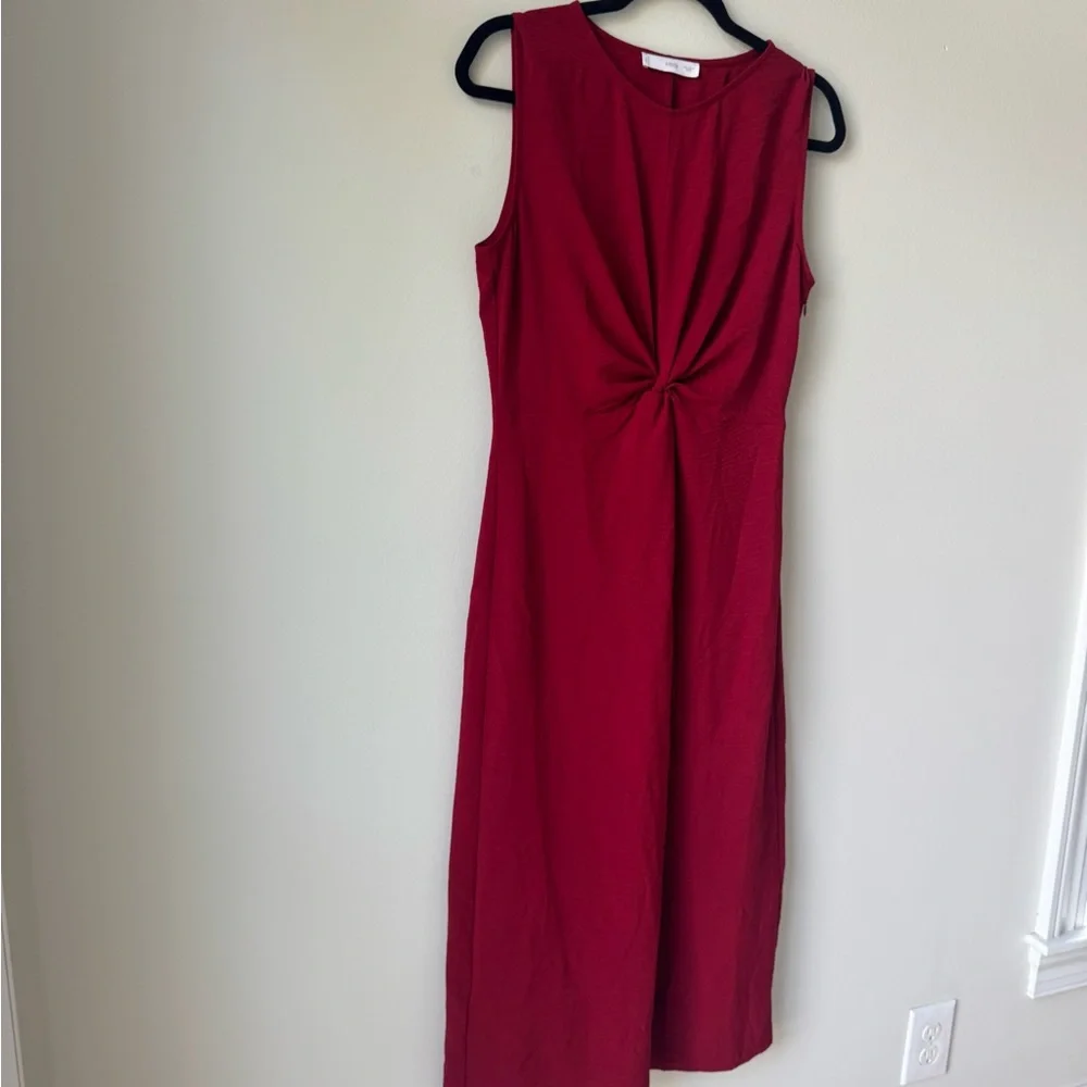 Mango Size 6 Elegant Figure Flattering Midi Burgundy Wine Maroon Tank Dress